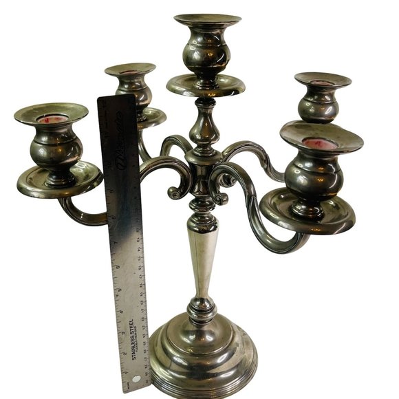 Vintage Silver Plate Candelabra For 5 Tapered Candlesticks 14.5" T 13" W - Picture 2 of 8